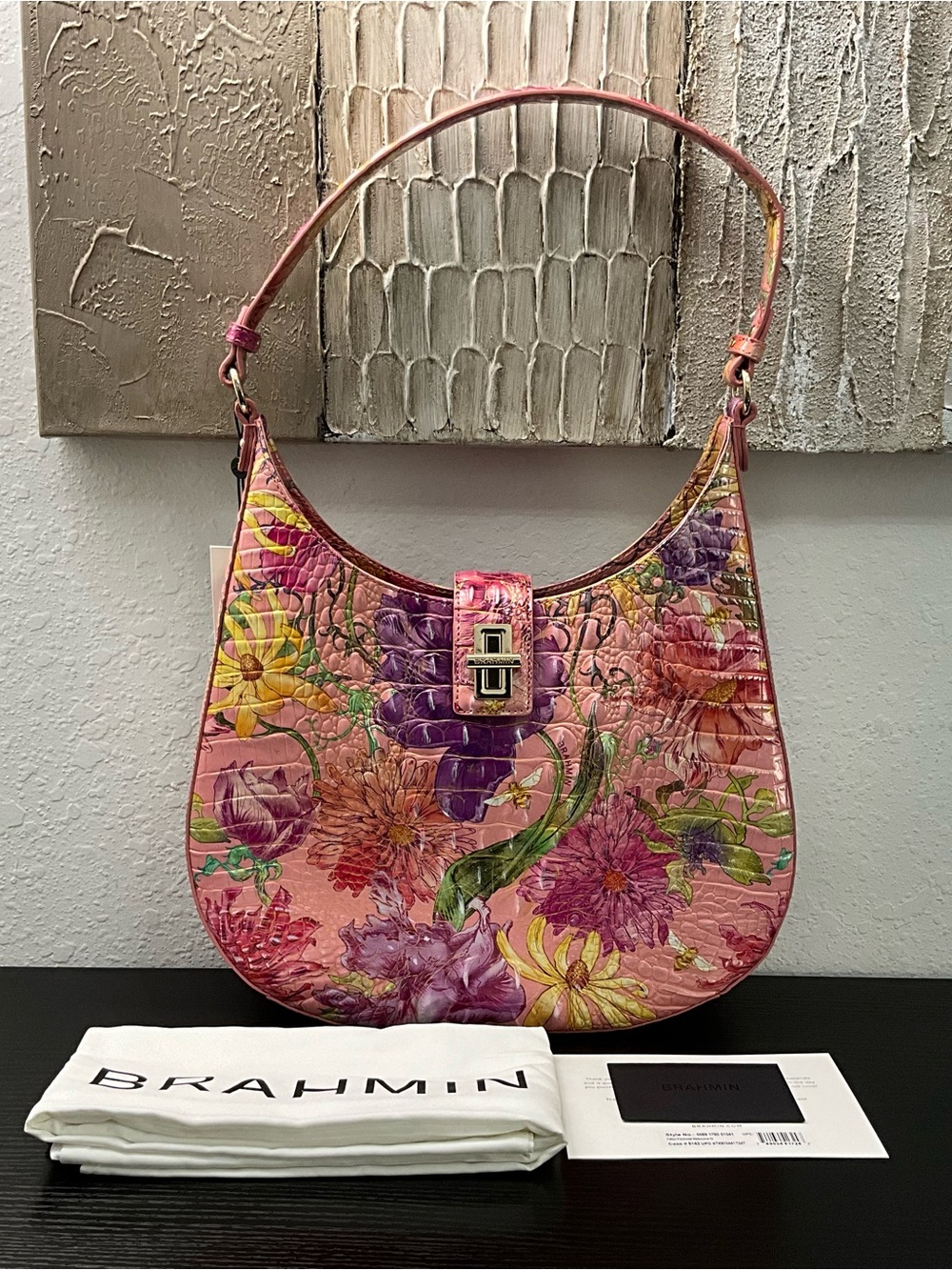 Brahmin Fallon PERENNIAL MELBOURNE DI Floral Pattern Leather Bag NWT